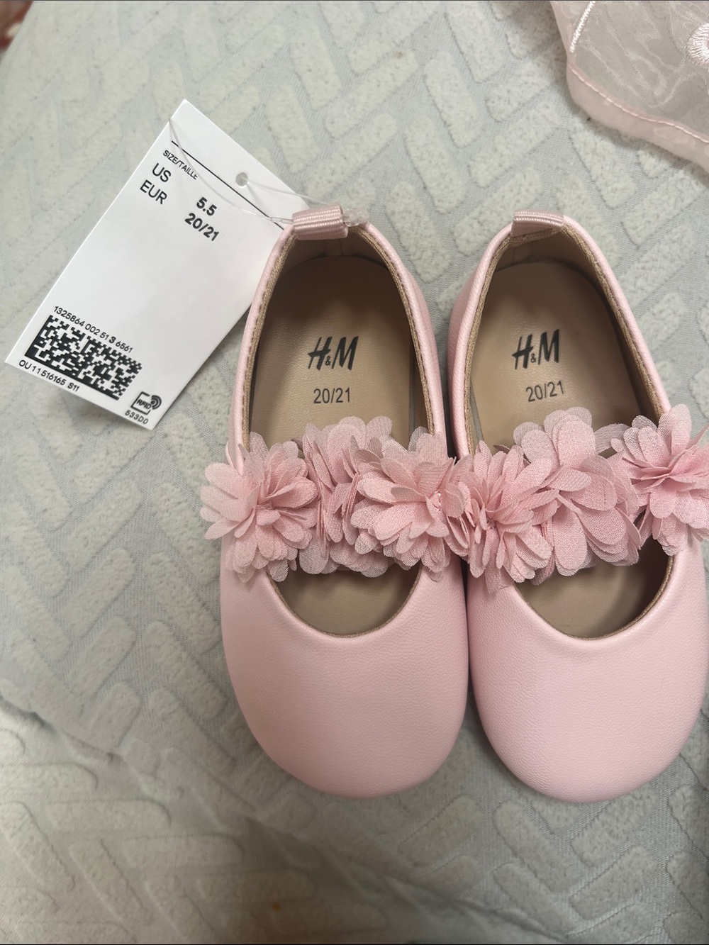 H&M Light Pink Floral Strap Mary Jane Baby Shoes